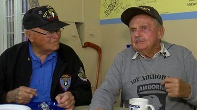 Image for story: World War II veterans meet for first time after serving together more than 70 years ago