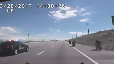 Image for story: 'Well in excess of 100 mph' video shows motorcyclists bolt from Utah County cops