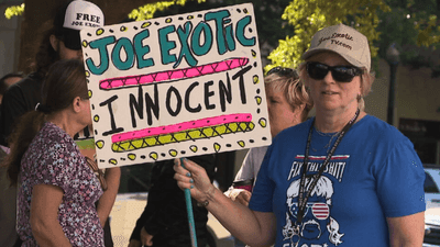 Image for story: Joe Exotic fights for music rights in Pensacola amid protest outside courthouse