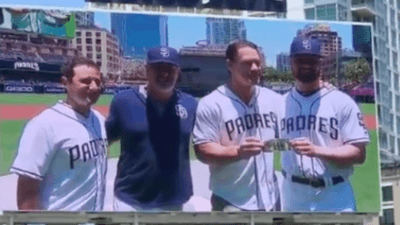 Image for story: John Cena makes good on $1 bet as Padres pitcher makes major league debut