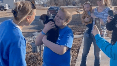 Image for story: Watch: Puppy wish comes true for boy battling brain tumor