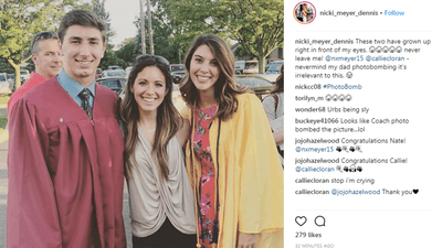 Image for story: Urban Meyer photobombs son's high school graduation photo