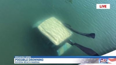 Image for story: Man crashes golf cart into water at Florida marina