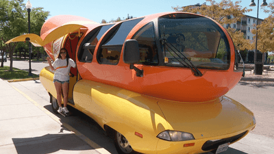 Image for story: PETA offers to repair Wienermobile following catalytic converter theft, but at a cost