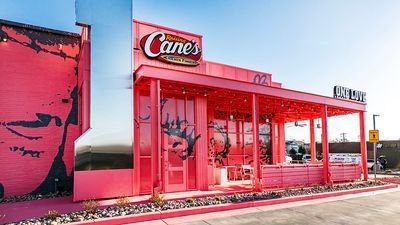 Image for story: Pink Raising Cane's designed by Post Malone to open in Utah