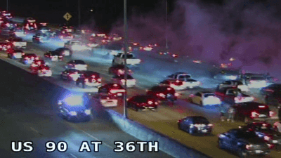 Image for story: VIDEO: Hundreds of drivers shut down San Antonio highways to do doughnuts