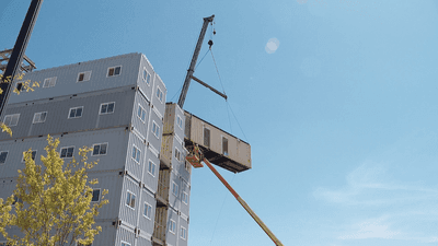 Image for story: 'Built like a tank': Utah's first shipping container apartment complex nearly complete