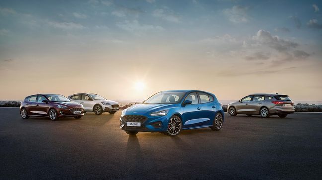 The all-new Ford Focus features 4-door sedan, 5-door estate/wagon and 5-door hatchback body styles, depending on the market. (Image courtesy of Ford Motor Co.)