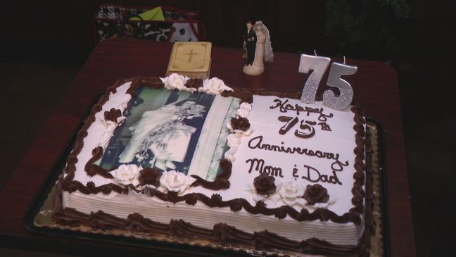 A cake for the 75th wedding anniversary of Robert and Ann Gorman. (WJAR){&nbsp;}