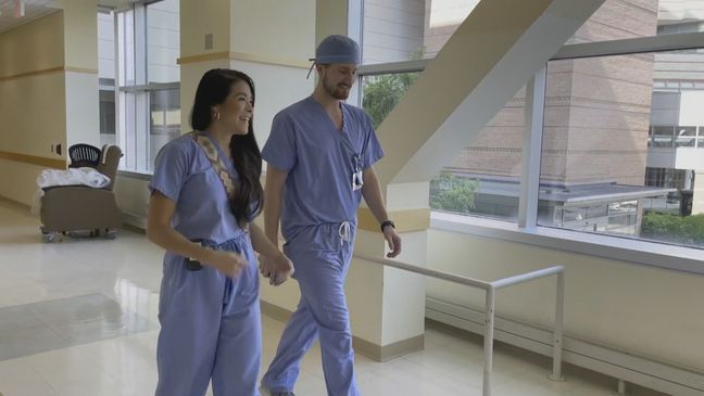 Dr. Palmer Feibelman and Dr. Carolina Chiou working together at Rhode Island Hospital. (WJAR)