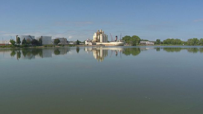 The S.T. Crapo docked at Lafarge on the Fox River in Green Bay, September 20, 2022. (Photo: WLUK)