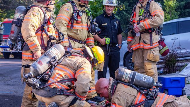 Pets rescued from an apartment fire and revived with oxygen (Photo courtesy Portland Fire & Rescue)