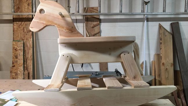 Jack says it only takes him one day to create a rocking horse, and the finishing touch includes his signature with the date and time it was made.{&nbsp;}(Image: WTVC){p}{/p}