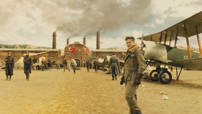 (Front) CHRIS PINE as Steve Trevor in the action adventure "WONDER WOMAN," a Warner Bros. Pictures release. (Clay Enos/ TM & © DC Comics)