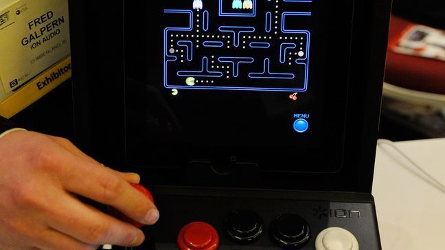 FILE - The video game Pac-Man is played on an iCade by Ion Audio during a press event at The Venetian for the 2012 International Consumer Electronics Show (CES) January 8, 2012 in Las Vegas, Nevada. (Photo by Ethan Miller/Getty Images)