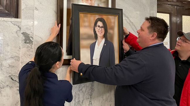 Utah Lt. Gov. Deidre Henderson's staff on Friday, April 21, 2023, wasted little time getting to work on redecorating the Utah Capitol Building as she became acting governor between from approximately 7:30 to 9:15 a.m. (Photo Courtesy Lt. Gov. Deidre Henderson)