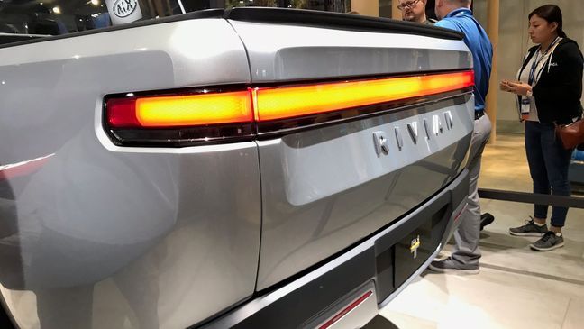 The Rivian R1T at the 2018 Los Angeles Auto Show. (Sinclair Broadcast Group / Jill Ciminillo)