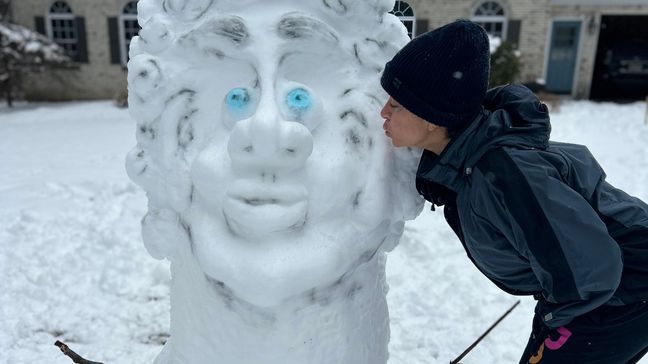 Photos: Rhode Island woman creates snow sculpture (Chime In photo courtesy of Stacey Forbes) 