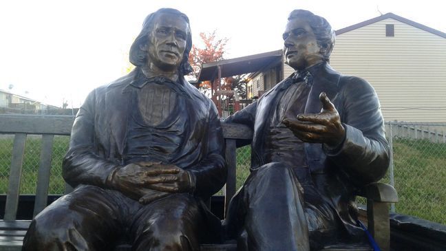 Joseph Smith, Brigham Young found when public tips alert police to stolen statue (Photo: Courtesy Michelle Wilson)