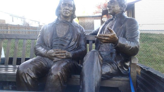 Joseph Smith, Brigham Young found when public tips alert police to stolen statue (Photo: Courtesy Michelle Wilson)