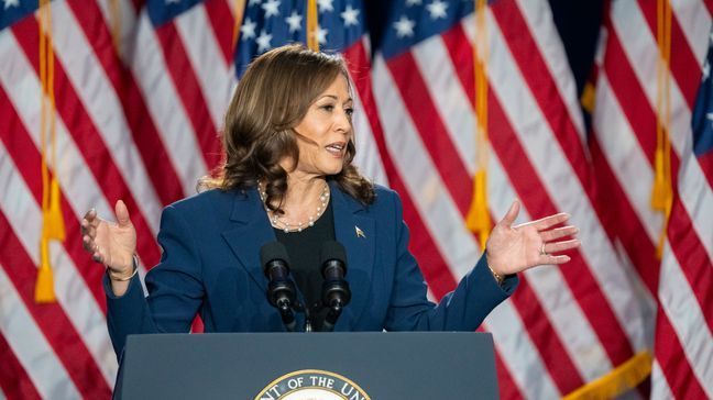 Vice President Kamala Harris campaigns for President as the presumptive Democratic candidate during an event at West Allis Central High School on Tuesday, July 23, 2024, in West Allis, Wis. (AP Photo/Kayla Wolf)