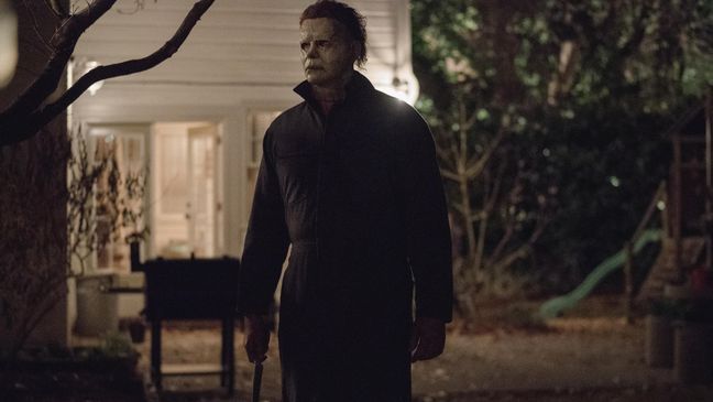 In "Halloween," JAMIE LEE CURTIS returns to her iconic role as Laurie Strode, who comes to her final confrontation with Michael Myers, the masked figure who has haunted her since she narrowly escaped his killing spree on Halloween night four decades ago. (Universal Pictures)