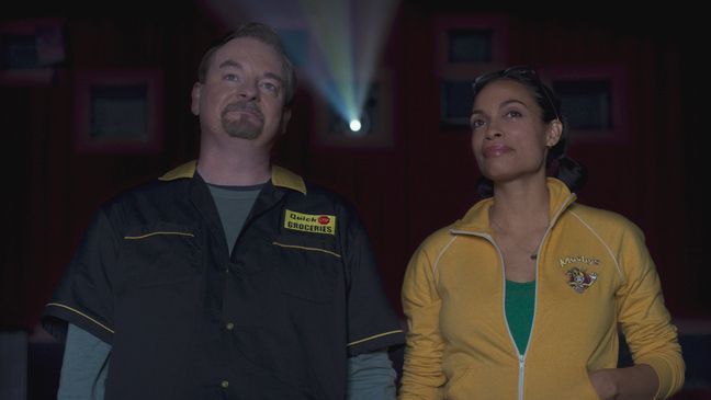 Brian O'Halloran as Dante and Rosario Dawson as Becky in Clerks III. Photo Credit: Courtesy of Lionsgate