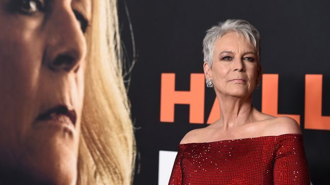 Jamie Lee Curtis arrives at the world premiere of "Halloween Ends," Tuesday, Oct. 11, 2022, at TCL Chinese Theatre in Los Angeles. (Photo by Jordan Strauss/Invision/AP)