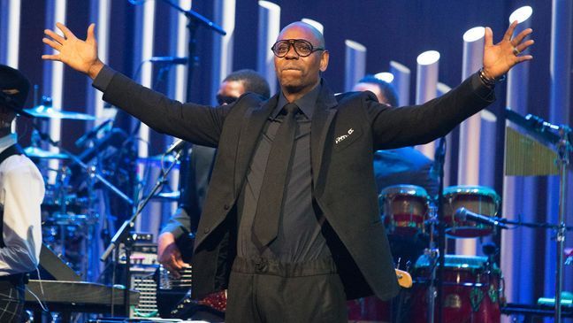 FILE - In this Oct. 27, 2019 file photo, Dave Chappelle is honored with the Mark Twain Prize for American Humor at the Kennedy Center for the Performing Arts in Washington. (Photo by Owen Sweeney/Invision/AP, File)