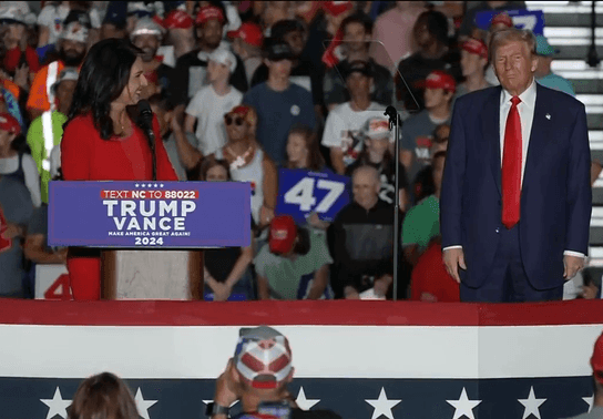 Image for story: Former Democrat Tulsi Gabbard joins Republicans, praises Trump at North Carolina rally