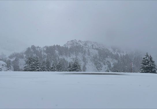 Image for story: August storm brings snow to Lassen Volcanic National Park, partial highway closure