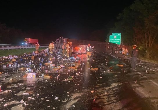 Image for story: Beer cans spill across I-70 after tractor-trailer crash in Frederick County, Md.