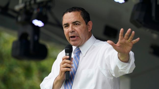 FILE - U.S. Rep. Henry Cuellar, D-Laredo, speaks during a campaign event, Wednesday, May 4, 2022, in San Antonio. Cuellar, a 17-year incumbent and one of the last anti-abortion Democrats in Congress, is in his toughest reelection campaign, facing a May 24 primary runoff against progressive Jessica Cisneros. (AP Photo/Eric Gay)