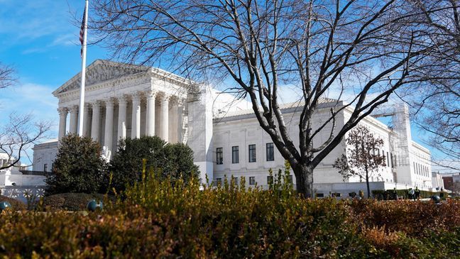 The U.S. Supreme Court is seen, Thursday, Feb. 8, 2024, in Washington. The U.S. Supreme Court has heard a historic case that could decide whether Donald Trump is ineligible for the 2024 ballot under Section 3 of the 14th Amendment. (AP Photo/Mariam Zuhaib)