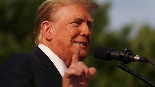 Former President Donald Trump speaks at a rally, Thursday, May 23, 2024, in the Bronx borough of New York. (AP Photo/Yuki Iwamura)