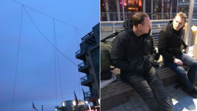 Daredevil walks across high wire over National Harbor. (WJLA)&nbsp;