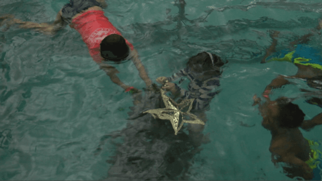 Underwater Christmas tree decorating at Tidelands HealthPoint/WPDE