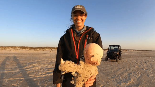 Beware of creepy dolls that wash ashore the Texas beaches this summer (Photo Courtesy of University of Texas Marine Science Institute)