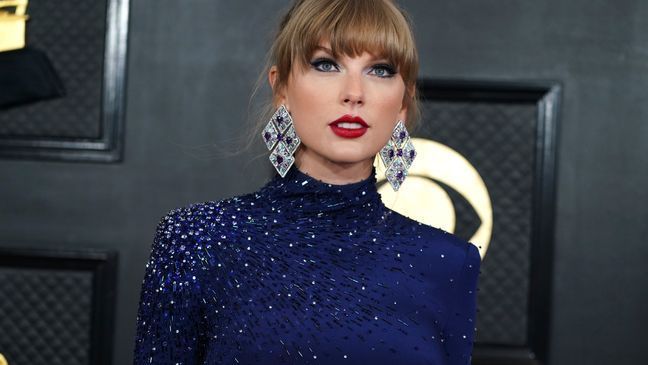 FILE - Taylor Swift arrives at the 65th annual Grammy Awards on Sunday, Feb. 5, 2023, in Los Angeles. (Photo by Jordan Strauss/Invision/AP, File)