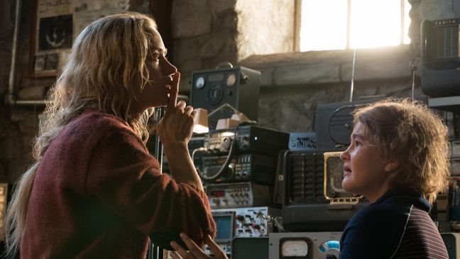 Left to right: Emily Blunt plays Evelyn Abbott and Millicent Simmonds plays Regan Abbott in "A QUIET PLACE," from Paramount Pictures.{&nbsp;}(Paramount Pictures)