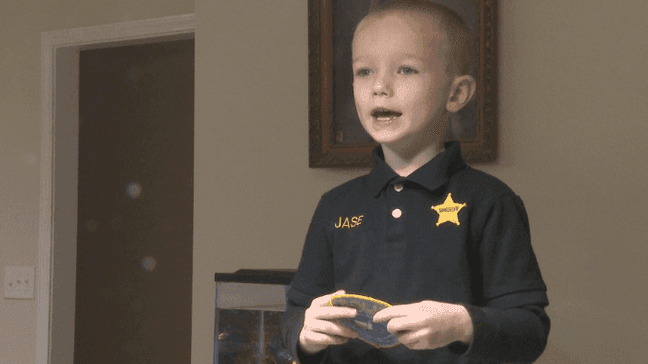 Police and fire patch collector Jase Groseclose (WCYB Photo)