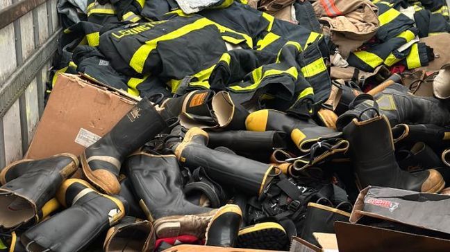 The Ogunquit Fire Department collected old but usable gear to send to firefighter in Ukraine. (Ogunquit Fire Department)