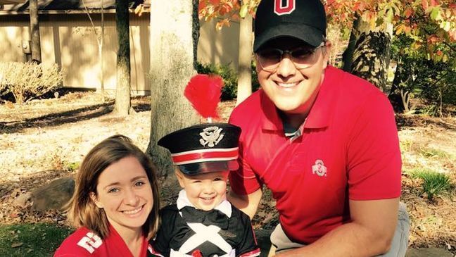 Kate Martin shared the video of her 2-year-old son Nolan marching to the tune of The Ohio State University Marching Band's signature song, "Le Regiment." (Courtesy Kate Martin/ Facebook)