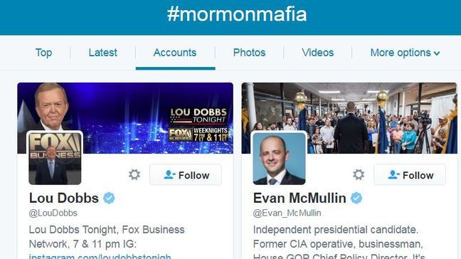 Why is #MormonMafia trending? (Photo: Twitter Screenshot)