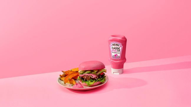 Kraft-Heinz is releasing a limited run of pink "Barbiecue" sauce in the United Kingdom in partnership with Mattel to celebrate Barbie's 65th anniversary. (Photo courtesy of Mattel)