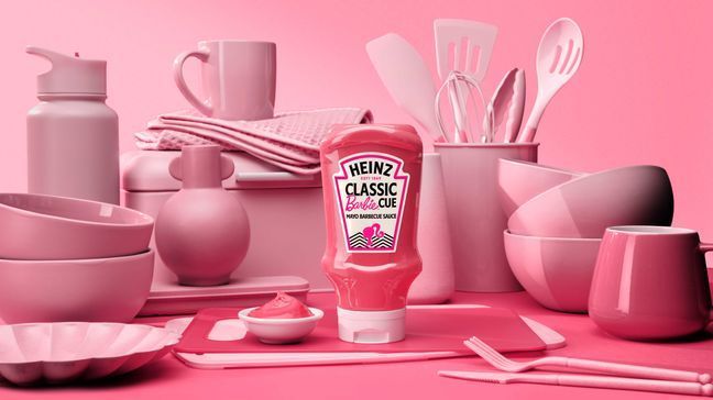 Kraft-Heinz is releasing a limited run of pink "Barbiecue" sauce in the United Kingdom in partnership with Mattel to celebrate Barbie's 65th anniversary. (Photo courtesy of Mattel)