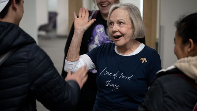 Sharon Barber attends class at Weber State University on March 14, 2023. (Weber State University news release)