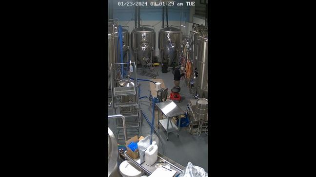 Brewer gets blasted by beer when valve fails (Credit: Back Channel Brewing Co.)